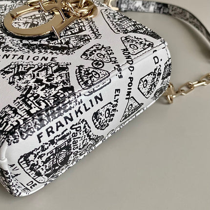 MEDIUM D-JOY 26 BAG IN BLACK WHITE CALFSKIN