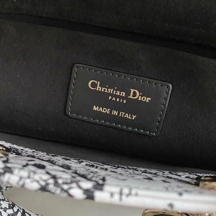 MEDIUM D-JOY 26 BAG IN BLACK WHITE CALFSKIN