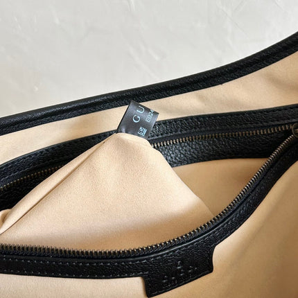 LARGE APHRODITE 47 BAG BEIGE CANVAS AND BLACK CALFSKIN