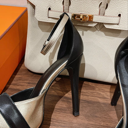 H - CLASSIC SANDAL 125 BLACK MIX SILVER LAMBSKIN