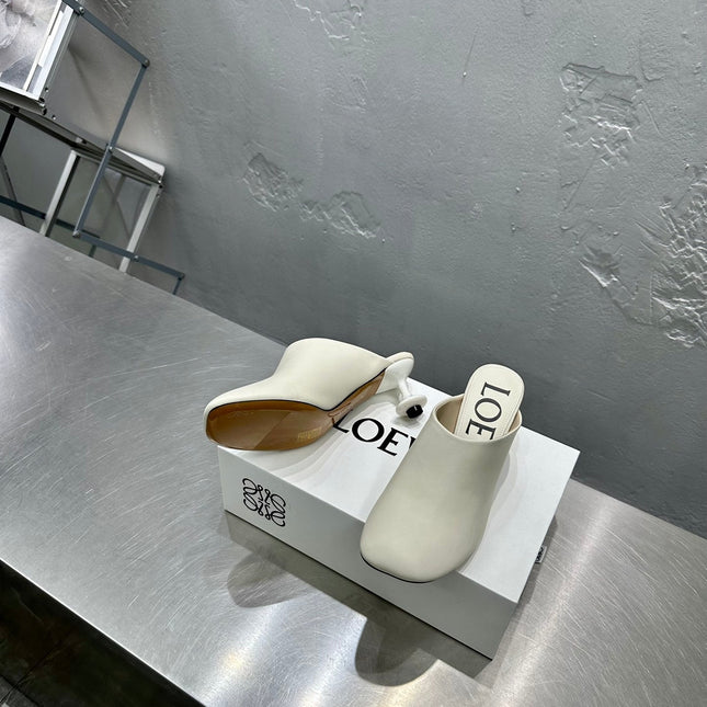 LW TOY MULE 55 WHITE CALFSKIN