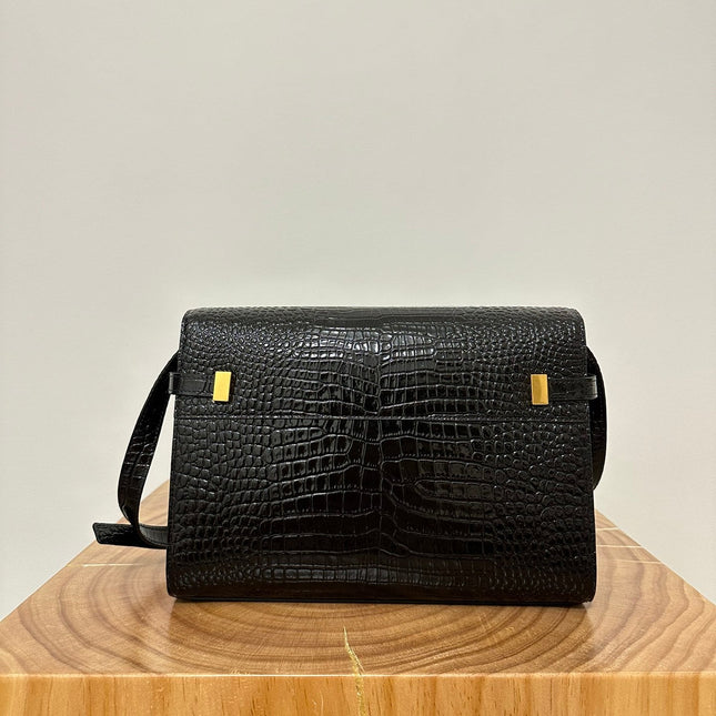 MANHATTAN 29 TOP-HANDLE IN CROCODILE BLACK CALFSKIN