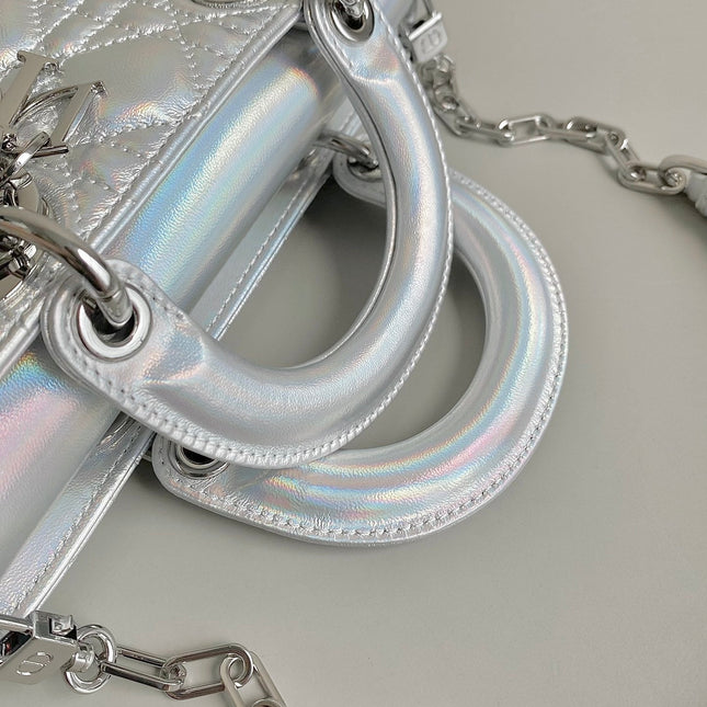 D-JOY BAG 22 IN SILVER LAMBSKIN