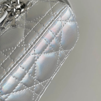 D-JOY BAG 22 IN SILVER LAMBSKIN