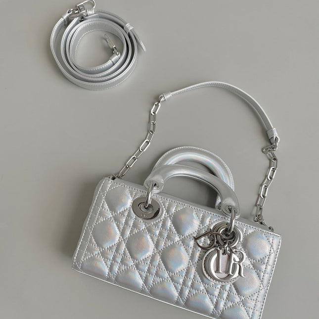 D-JOY BAG 22 IN SILVER LAMBSKIN