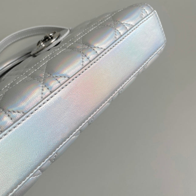 D-JOY BAG 22 IN SILVER LAMBSKIN