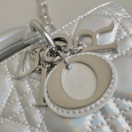 D-JOY BAG 22 IN SILVER LAMBSKIN