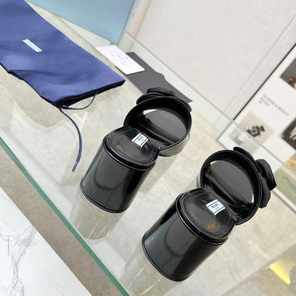 PRA FLOWER BLOCK HEELS 75 BLACK CALFSKIN