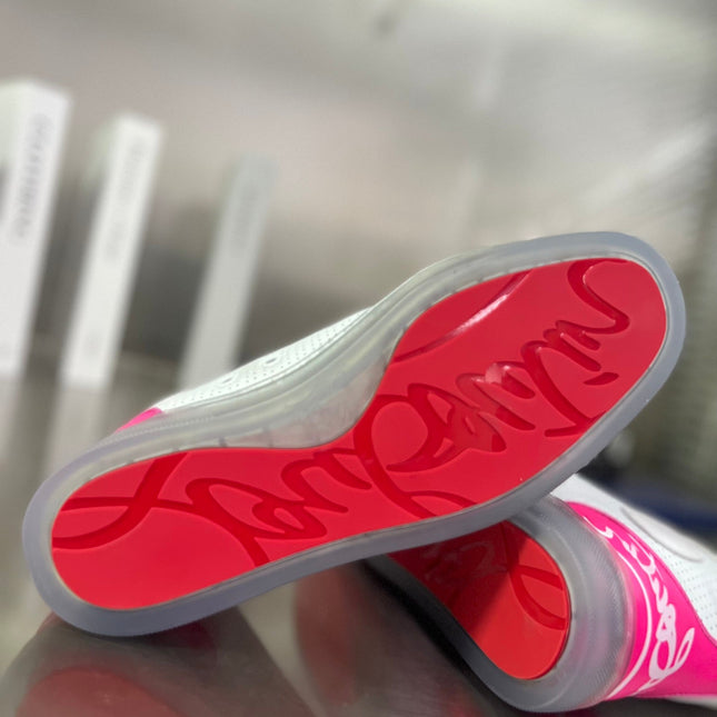 FUN LOUIS HIGH-TOP FLAT SNEAKERS IN WHITE MIX PINK CALFSKIN