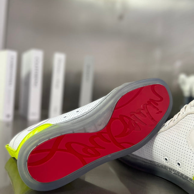 FUN LOUIS HIGH-TOP FLAT SNEAKERS IN WHITE MIX YELLOW CALFSKIN