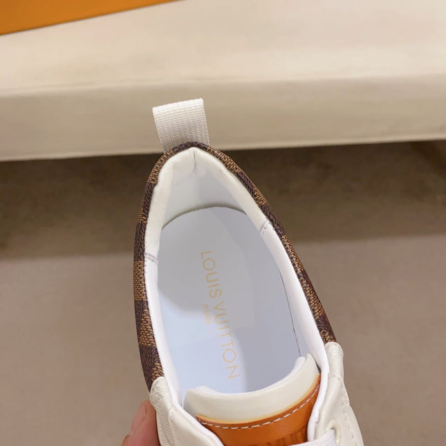 LV TRAINER SNEAKER WHITE DAMIER JACQUARD AND CALFSKIN