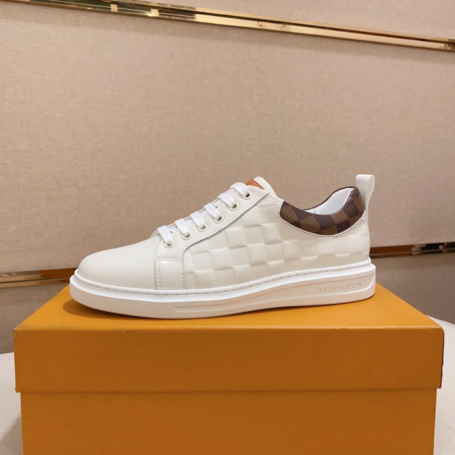 LV TRAINER SNEAKER WHITE DAMIER JACQUARD AND CALFSKIN