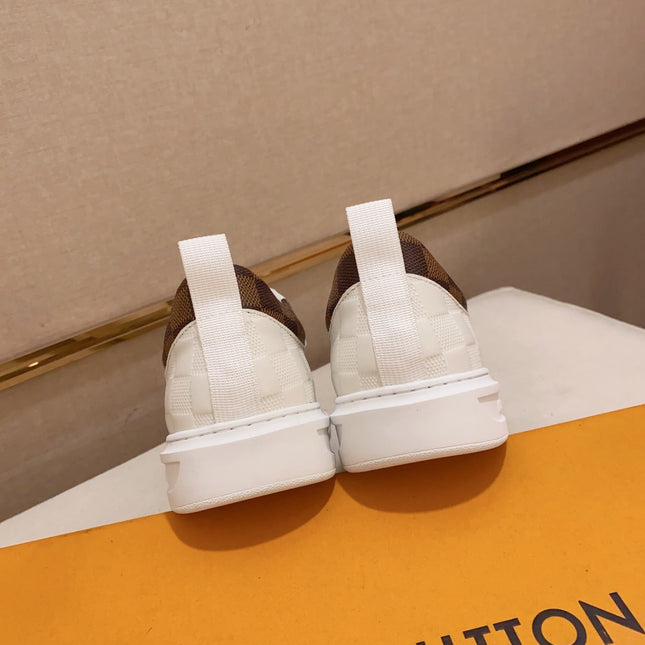LV TRAINER SNEAKER WHITE DAMIER JACQUARD AND CALFSKIN