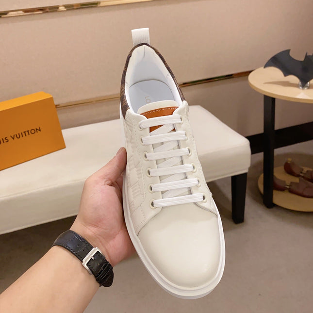 LV TRAINER SNEAKER WHITE DAMIER JACQUARD AND CALFSKIN