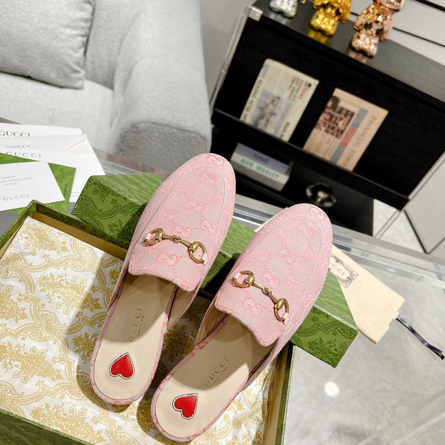 MEN'S MULE WITH HORSEBIT IN PINK PASTEL MONOGRAM JACQUARD FABRIC