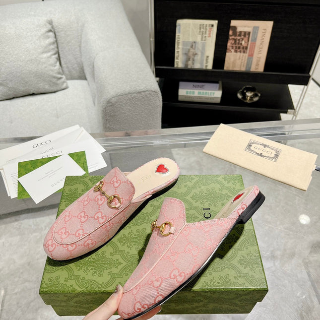 MEN'S MULE WITH HORSEBIT IN PINK PASTEL MONOGRAM JACQUARD FABRIC