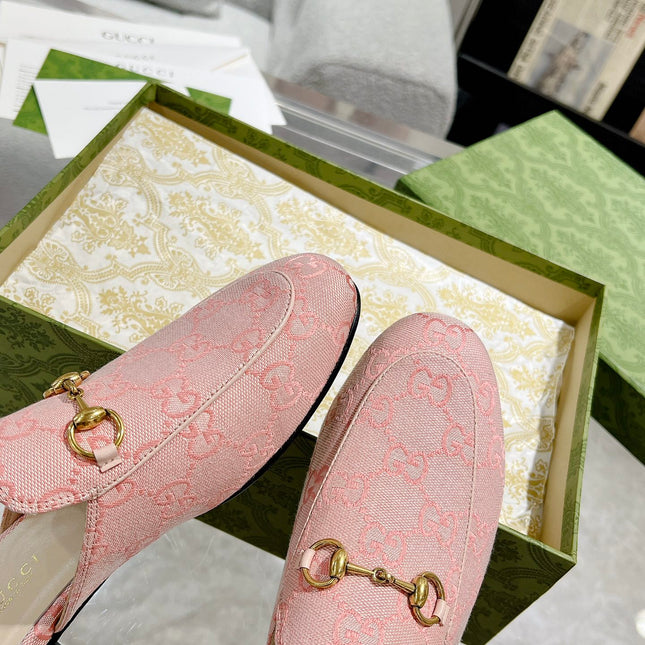 MEN'S MULE WITH HORSEBIT IN PINK PASTEL MONOGRAM JACQUARD FABRIC