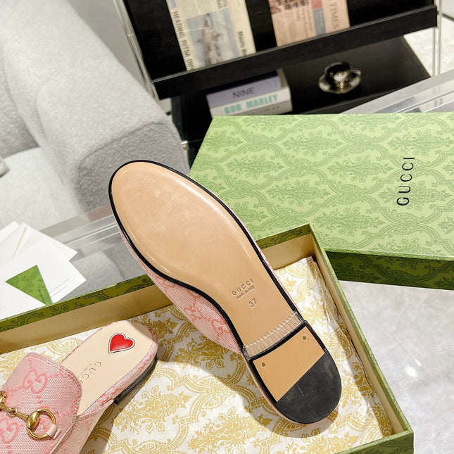 MEN'S MULE WITH HORSEBIT IN PINK PASTEL MONOGRAM JACQUARD FABRIC