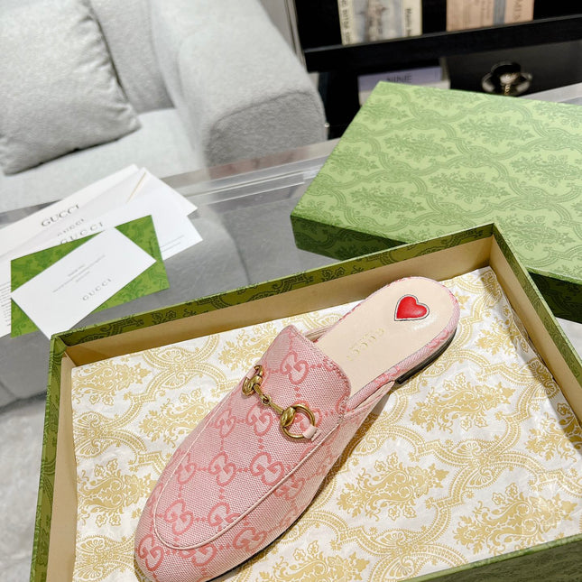 MEN'S MULE WITH HORSEBIT IN PINK PASTEL MONOGRAM JACQUARD FABRIC