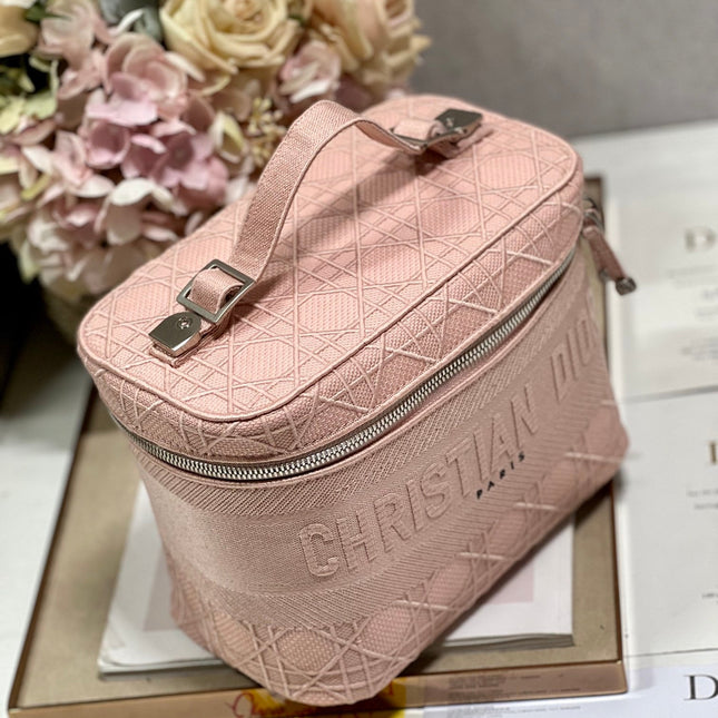 SMALL 25 TRAVEL VANITY CASE WITH SHOULDER STRAP PEACH PINK