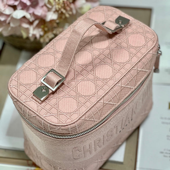 SMALL 25 TRAVEL VANITY CASE WITH SHOULDER STRAP PEACH PINK