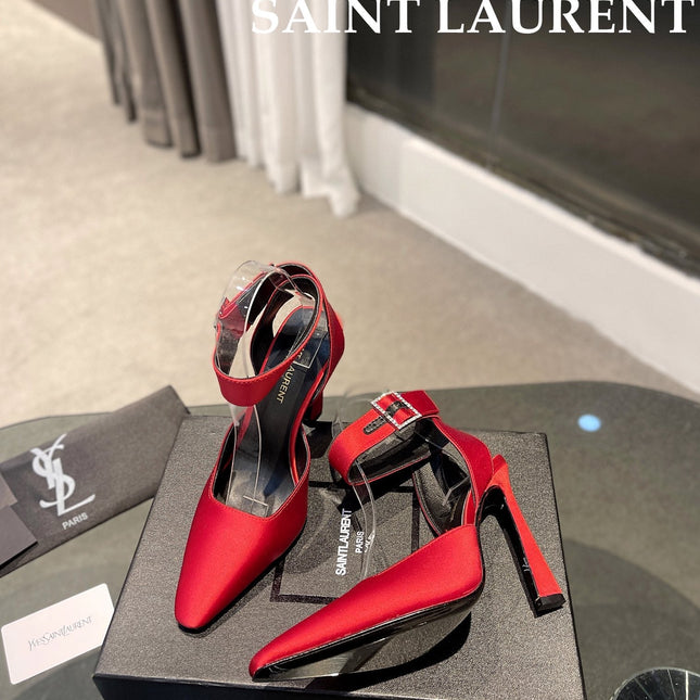 SL FANNY SLINGBACK PUMPS RED SATIN