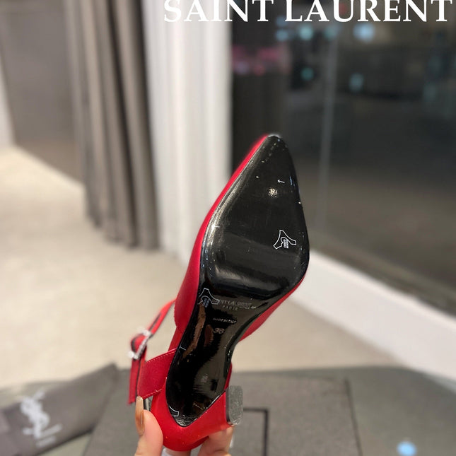 SL FANNY SLINGBACK PUMPS RED SATIN