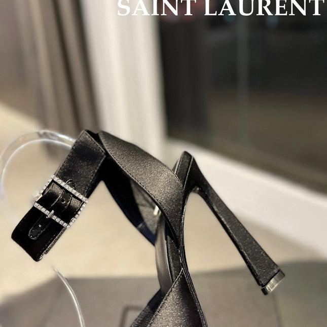 SL FANNY SLINGBACK PUMPS BLACK SATIN