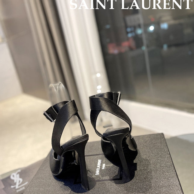 SL FANNY SLINGBACK PUMPS BLACK SATIN