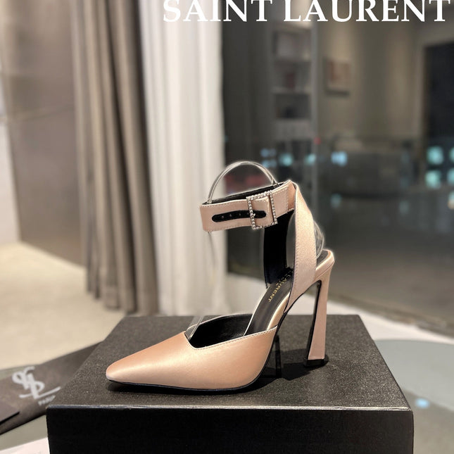 SL FANNY SLINGBACK PUMPS CHAMPAGNE SATIN