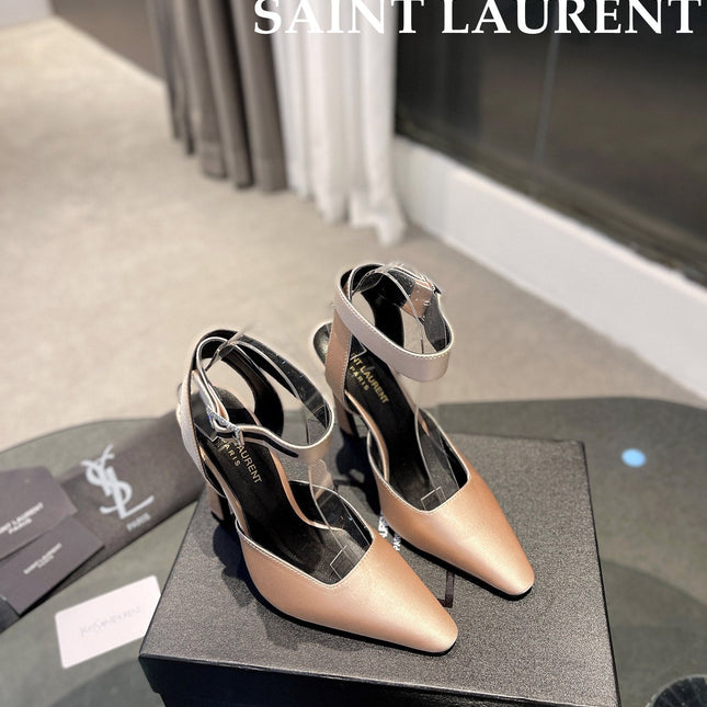 SL FANNY SLINGBACK PUMPS CHAMPAGNE SATIN