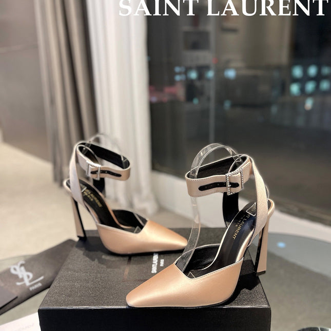 SL FANNY SLINGBACK PUMPS CHAMPAGNE SATIN