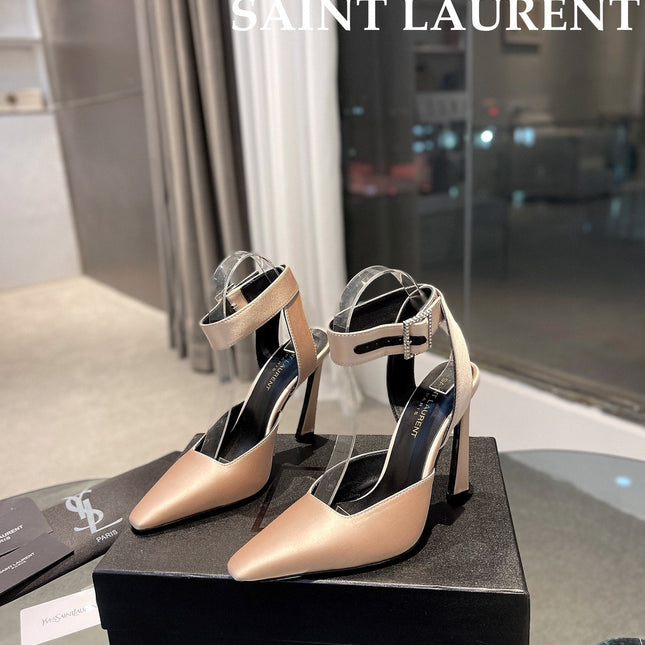 SL FANNY SLINGBACK PUMPS CHAMPAGNE SATIN