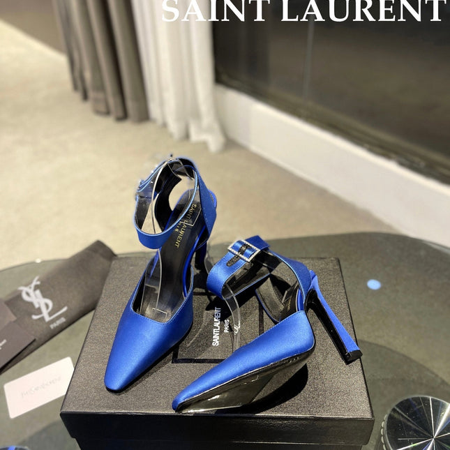 SL FANNY SLINGBACK PUMPS COBALT SATIN