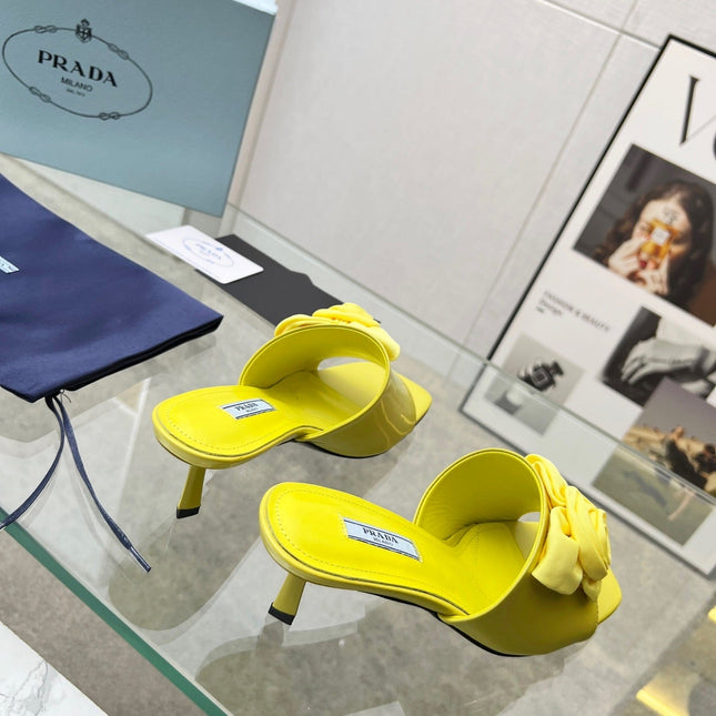 PRA FLOWER POINTED HEELS 55 LEMON CALFSKIN