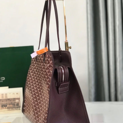 HARDY PM BAG 40 IN BROWN GOYARDINE CANVAS AND TAURILLON LEATHER TRIM