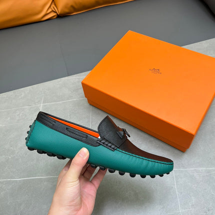 HM IRVING LOAFER BLACK AND PINE GREEN CALFSKIN