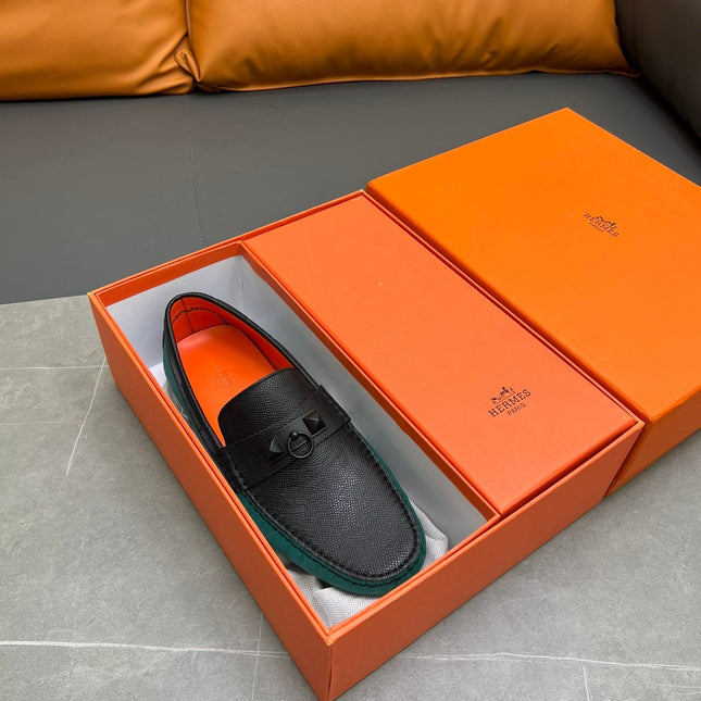 HM IRVING LOAFER BLACK AND PINE GREEN CALFSKIN