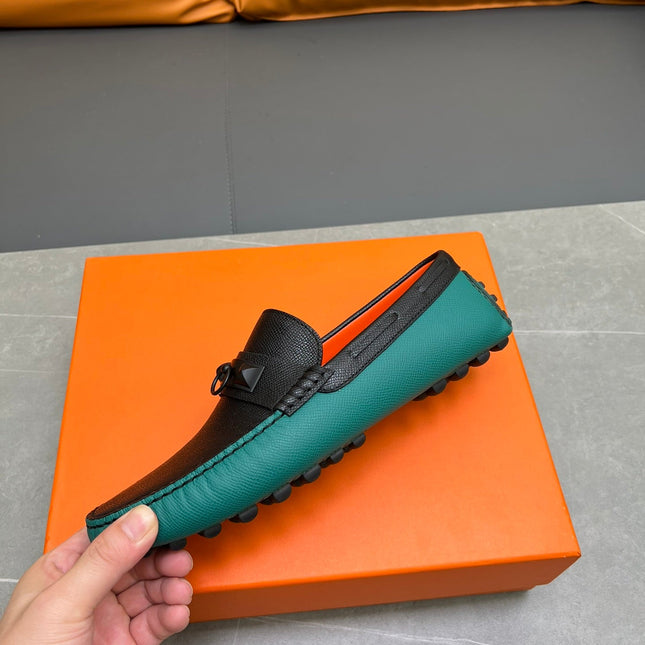 HM IRVING LOAFER BLACK AND PINE GREEN CALFSKIN
