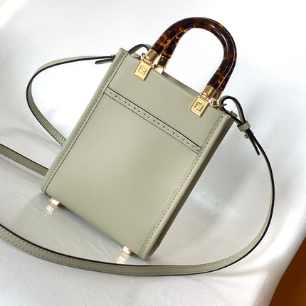 Fend Mini Sunshine Shopper Bag 18 Light Grey Leather