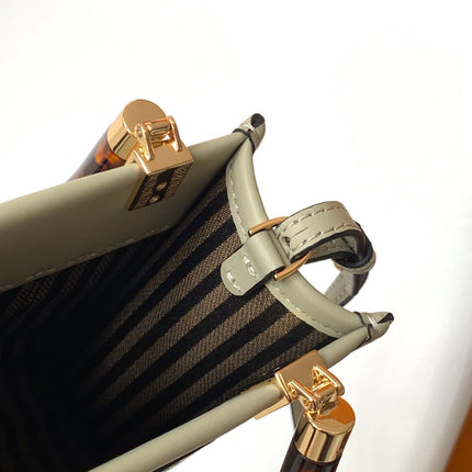 Fend Mini Sunshine Shopper Bag 18 Light Grey Leather
