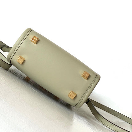 Fend Mini Sunshine Shopper Bag 18 Light Grey Leather