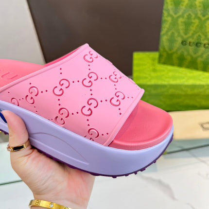 PLATFORM SANDALS IN BABY PINK MONOGRAM IMPORTED TPU