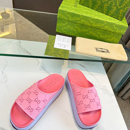 PLATFORM SANDALS IN BABY PINK MONOGRAM IMPORTED TPU