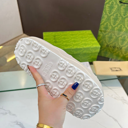 PLATFORM SANDALS IN WHITE CREAM MONOGRAM IMPORTED TPU