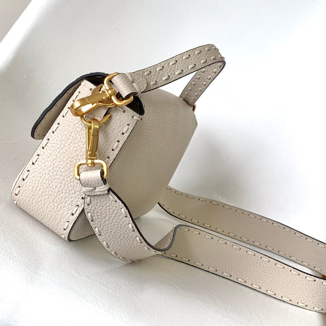 Fend Baguette 27 Bag Beige Calfskin Ghw