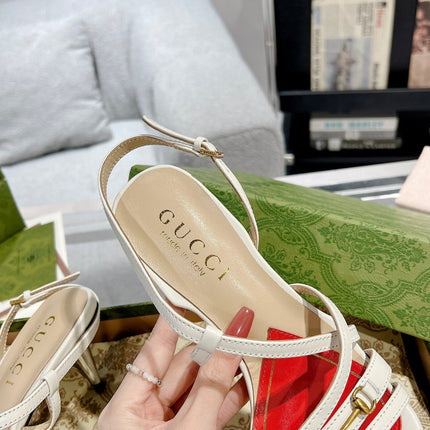 GG CLASSIC STRAPPY HEEL SANDAL WHITE CALFSKIN