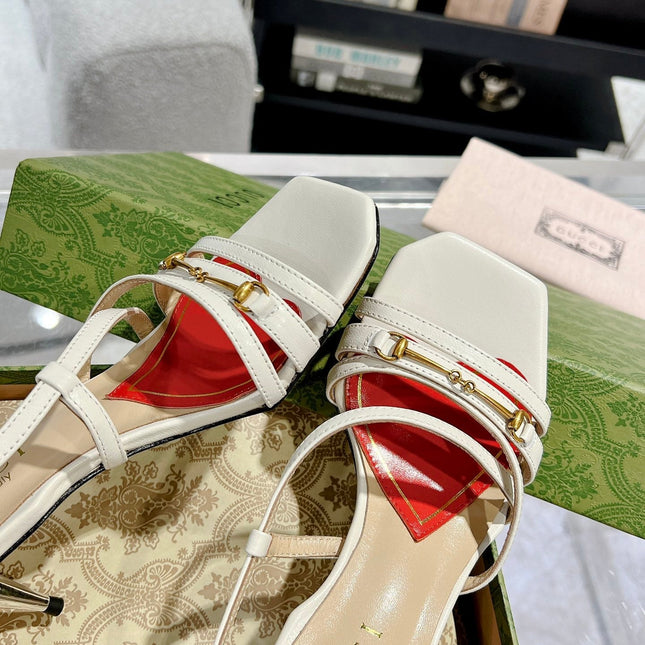 GG CLASSIC STRAPPY HEEL SANDAL WHITE CALFSKIN