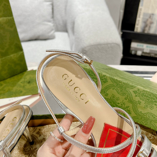 HIGH HEEL 65MM IN SILVER CALFSKIN WITH RED HEART