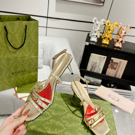 HIGH HEEL 65MM IN LIGHT GOLD CALFSKIN WITH RED HEART